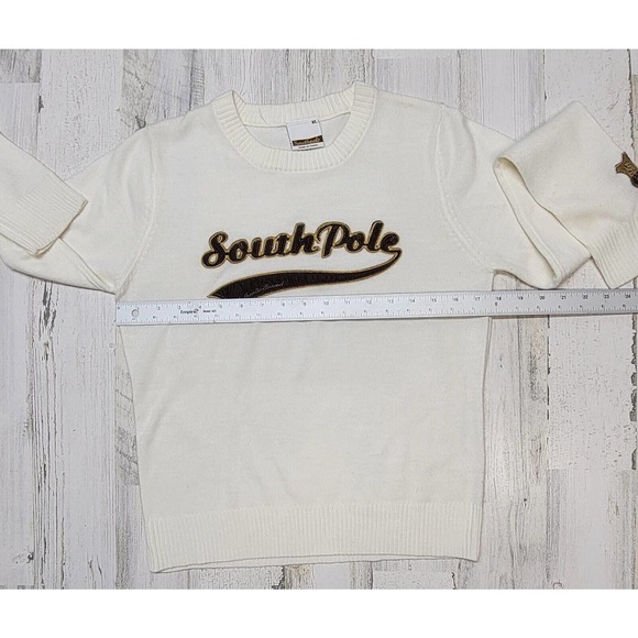 Southpole Sweater Women Extra Large Cream Y2K Style Retro - Picture 7 of 11